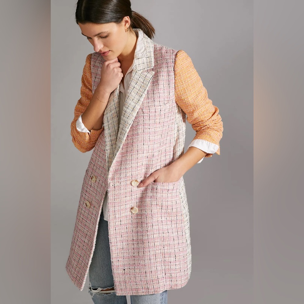 Anthropologie Hutch Mixed-Plaid Blazer sz small NWT